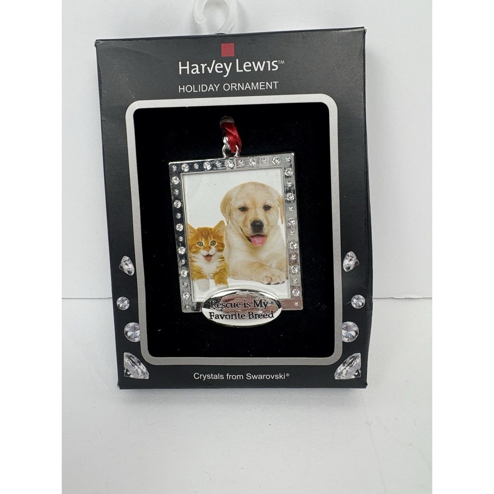 Harvey Lewis Holiday Ornament Pet Rescue Frame with Swarovski Crystals